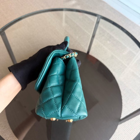 Image 1 of Chanel Coco Handle Small - Caviar Quilted Grained Calfskin Green Gold Hardware Series 27