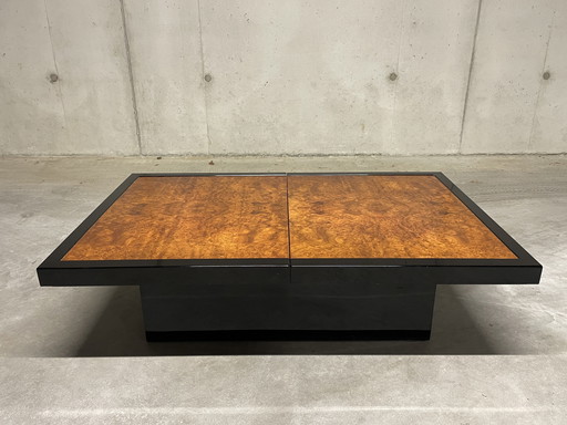 Burl houten verborgen bartafel stijl Willy Rizzo