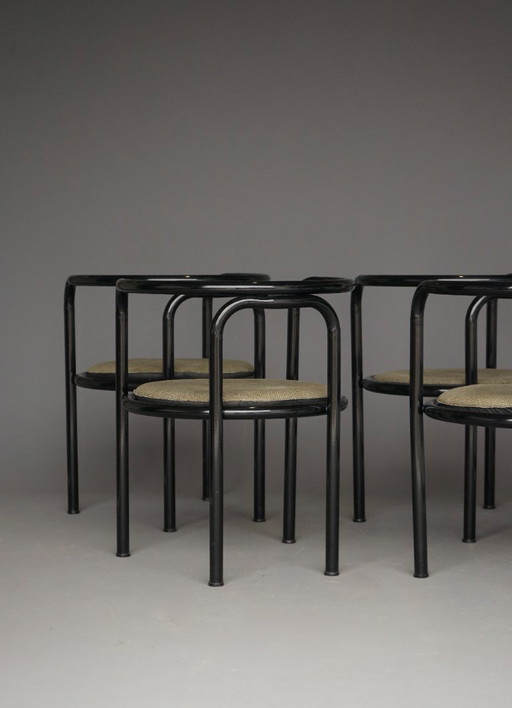 Set van 4 zwarte 'Locus Solus' stoelen van Gae Aulenti voor Poltronova, jaren 60
