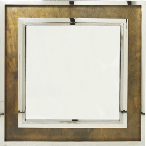 Miroir vintage en métal chromé et cuivré par Belgo Chrome, 1970