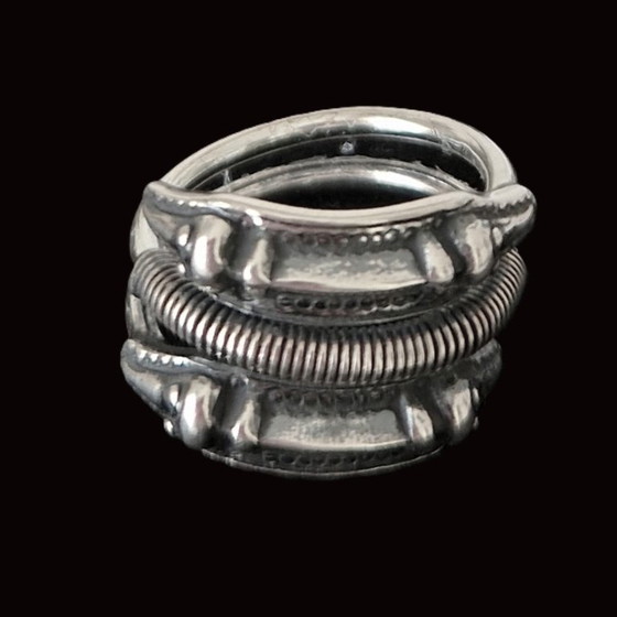 Image 1 of Bague danoise en argent avec serpents - Unique - Taille 18.5