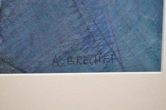André Brechet "Abstract Composition" Charcoal and Grease Pencil Signed, Framed – Paintings & Drawings (photo 3 of 8)