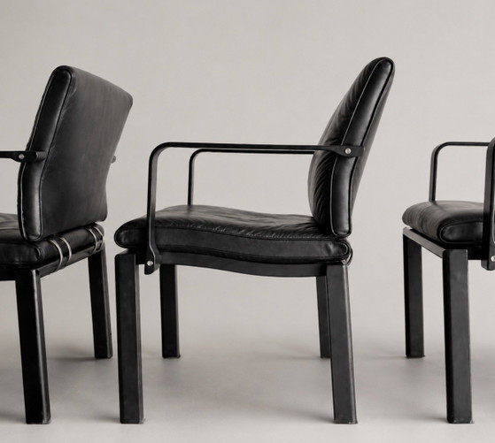 6 Vintage Quadro fauteuils — Bruno Rey & Charles Polin voor Dietiker, Zwitserland, 1989 – Eetkamerstoelen (photo 4 of 15)