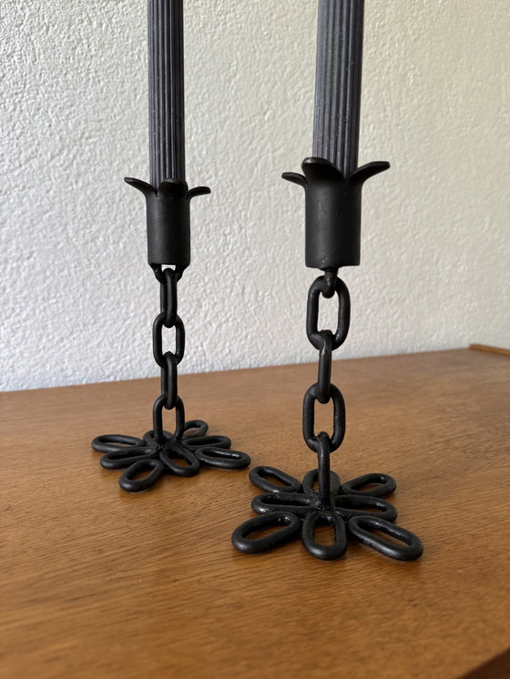 Image 1 of 60's Brutalistisch Smeedijzeren Kandelaars