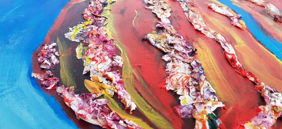 Image 1 of JM gesigneerd schilderij met Titel Tulpenveld