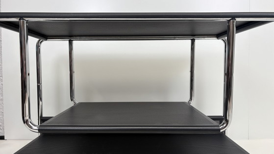 Image 1 of Vintage zwart metaal Habitat LP audiomeubel chroom buisframe