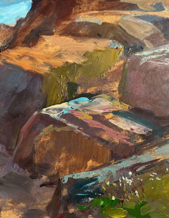 Image 1 of Original Oil Painting Coastal Rock Landscape Sea Symphony of Waves