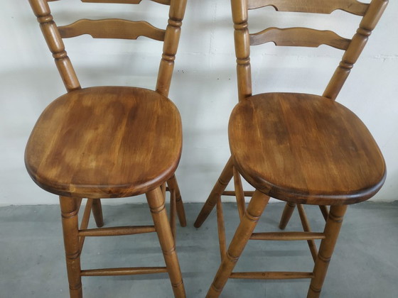 Image 1 of Set Van 4 Jaren Vintage 70 'Farmhouse Style' of Brutalist Style Barkrukken