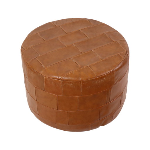 Round Brown Pouf Patchwork