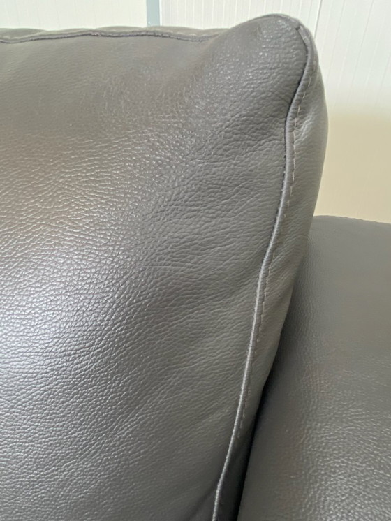 Image 1 of Beautiful Grey Real Leather Corner Sofa