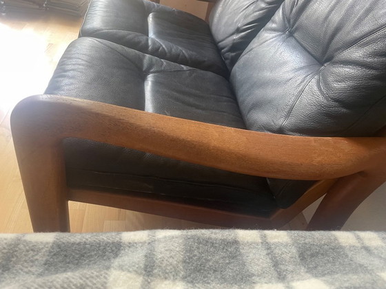 Image 1 of Dänisches Mid-Century 2-Sitzer Teak & Leder Sofa von EMC Møbler, 1970er/Mid-Century Modern Danish 2-Seater 