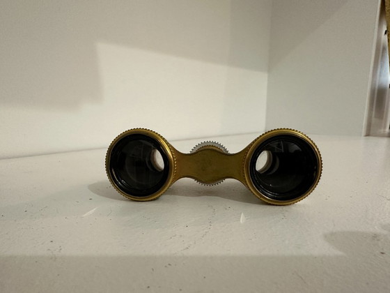 Image 1 of Antique Brass and Mother-of-Pearl Theater Binoculars, with Original Case