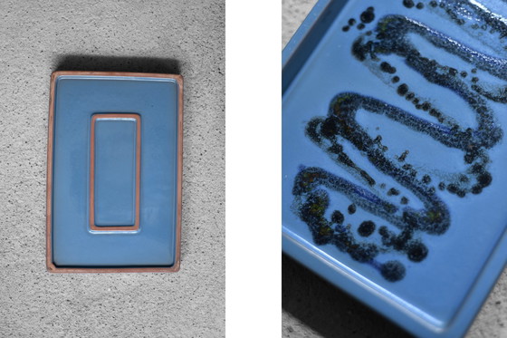Image 1 of Plateau vintage en céramique bleue, Mid Century Scandinavian Modern, 1960s
