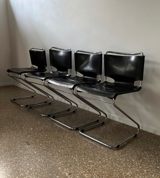 Image 1 of Ensemble de 4 chaises de salle à manger « Biscia », dessinées par Pascal Mourgue pour Steiner, France, années 1960