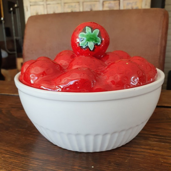 Image 1 of Fruitkom met deksel in keramiek