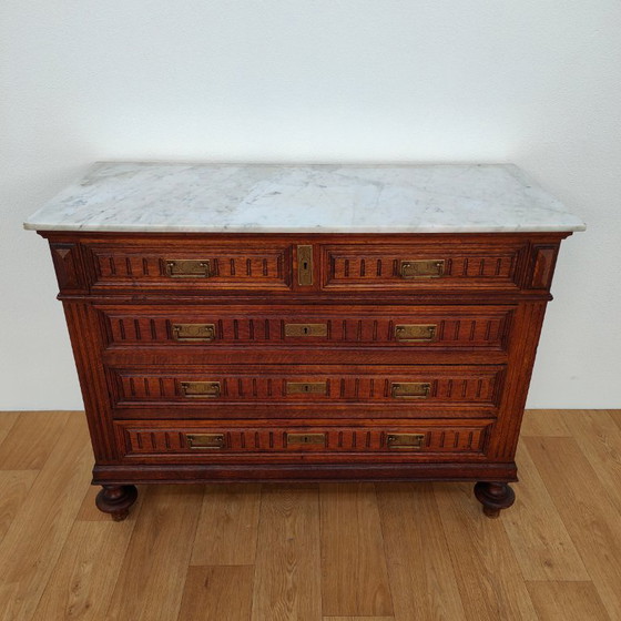 Image 1 of Vintage antique dresser chest of drawers bathroom furniture with marble top