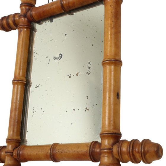 Antiker Holzspiegel Faux Bambus Chinoiserie 40x34cm – Glass, Wood (photo 12 of 14)