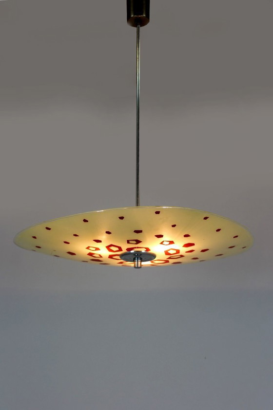 Image 1 of Large Vintage Czechoslovakian Opaline Glass Pendant Lights, 1970s, Set of 2