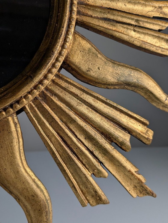 Image 1 of Miroir soleil doré, années 1960