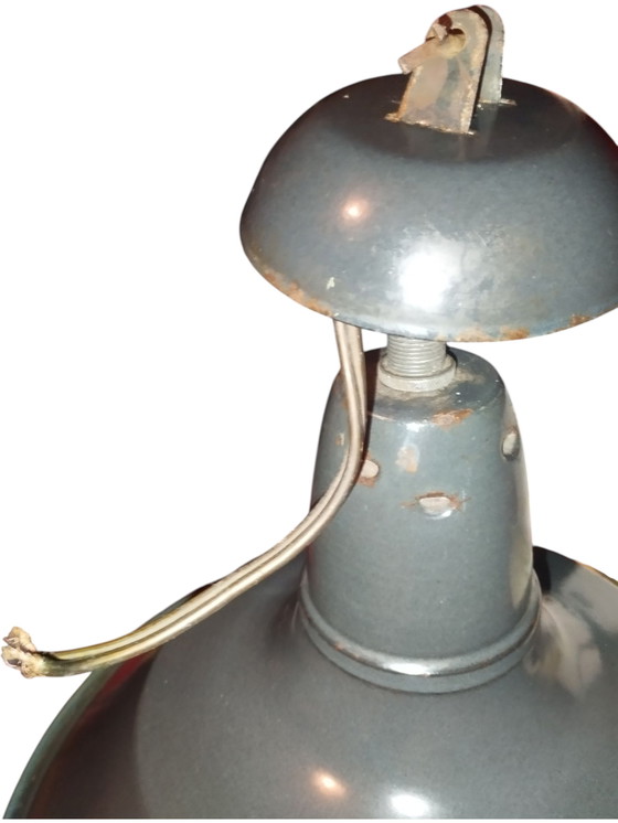 Image 1 of 50er jaren geëmailleerde industriële hanglamp