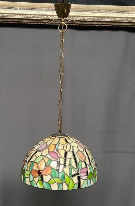 Tiffany-style pendant suspension. – kroonluchters, Crystal, Glass, Art Nouveau (photo 2 of 6)