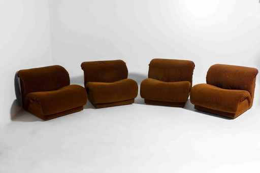 Ensemble de canapés modulaires en tissu brun rouille par Doimo, Italie (1970)