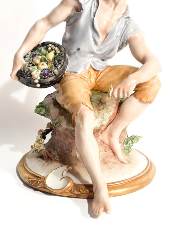 1958 Giuseppe Cappè Capodimonte Porcelain Farmer Sculpture – Barok (photo 4 of 9)