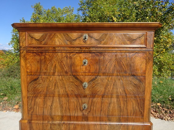 Image 1 of Commode Louis Philippe en noyer et ronce de noyer