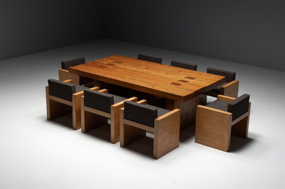 Image 1 of Esstisch aus Alpen-Ulmenholz im Stil von Pierre Chapo, Frankreich, 1960er Jahre