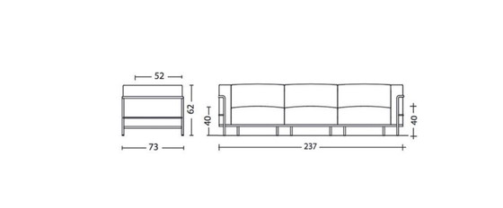 Image 1 of Divano LC3 Cassina – pelle nera – Le Corbusier / Perriand – 3 posti