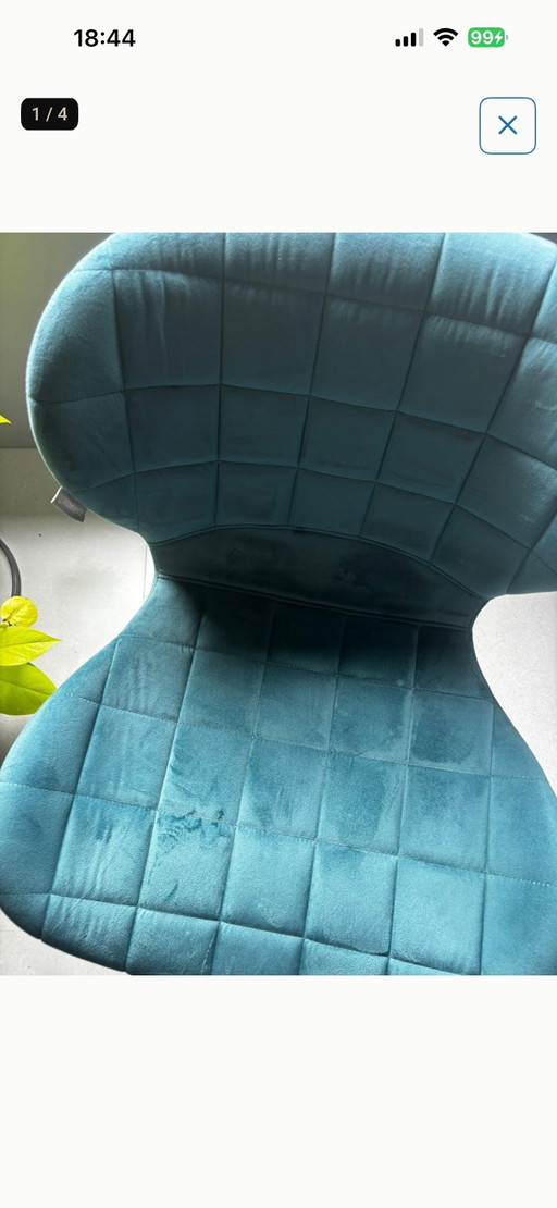 2 Pure Petrol Velvet Dining Chairs – eetkamerstoelen
