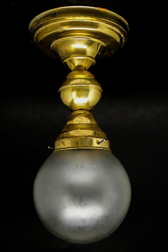 Art-Deco-Pendelleuchte, Deutschland, 1930er Jahre – Pendelleuchten, Glass, Brass (photo 7 of 9)