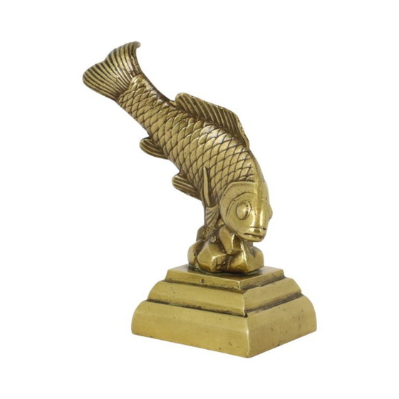Vintage Zwaar Massief Brons Koi Karper Beeld – Beeldhouwkunst, Bronze (photo 6 of 10)