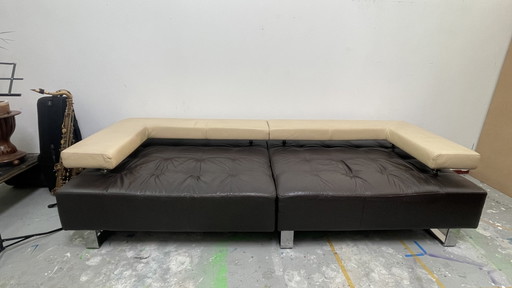Montel leren bank – bankstel, Leather, Metal