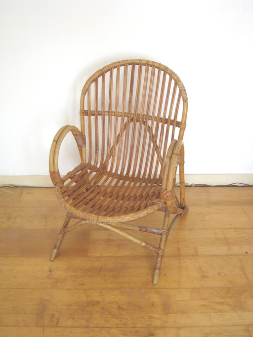 Midcentury vintaghe rattan armchair