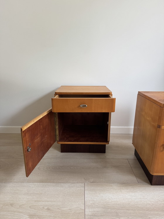Vintage Art Deco Bedside Cabinets – Set of 2 – Nightstands, Wood (photo 7 of 7)