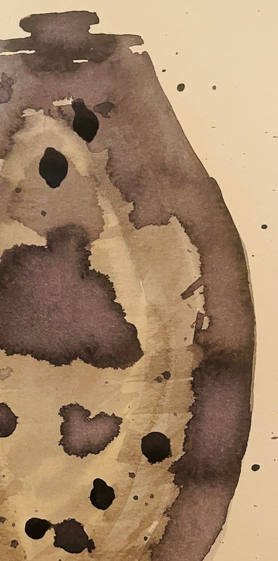 Image 1 of Signed watercolor and ink painting Wabi Sabi Essaouira vase