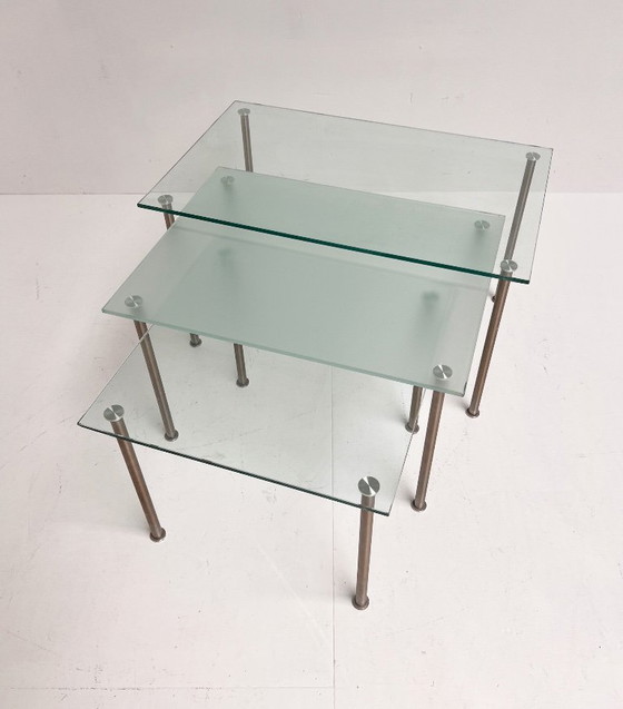 Image 1 of Glazen driedelige mimiset uit de 1970’s