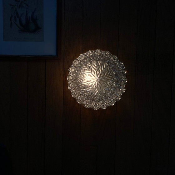 Image 1 of Antieke ronde glazen wandlamp/plafondlamp, 19 cm