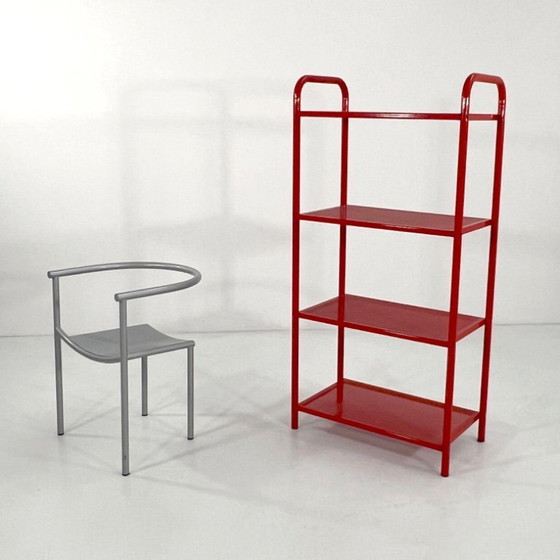 Image 1 of Mensola rossa in metallo perforato, anni '80
