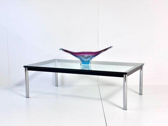 Vintage Glass Coffee table, Chrome & black metal frame, Made in Italy, Transparent, Modern (photo 12 of 15)
