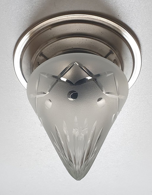 Art-Deco-Deckenleuchte mit geschliffenem Glas