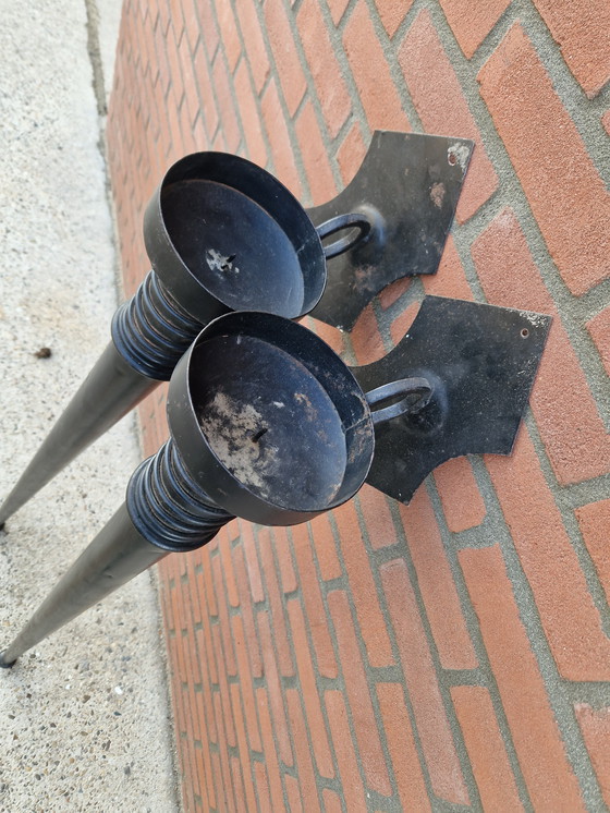 Image 1 of Beautiful set of large castle candlesticks 150 cm