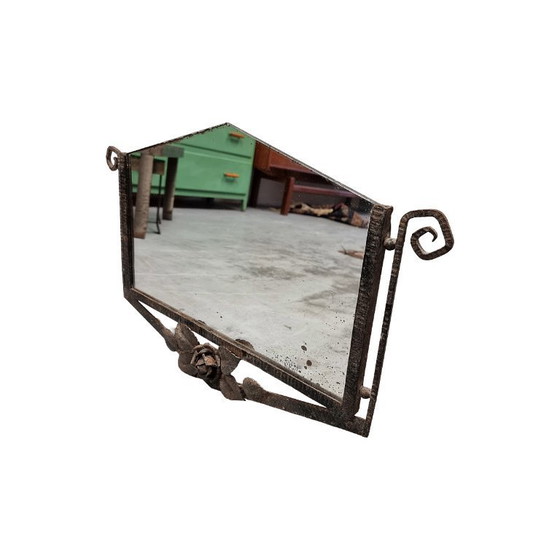 Image 1 of Frans Art Deco metalen spiegel, jaren 30