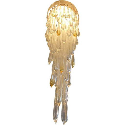 Vintage Venini Murano glass chandelier, Italy 1970s