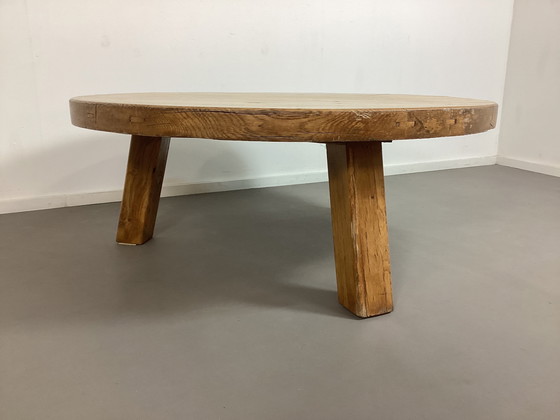 Image 1 of Vintage Brutalistisch Eiken salonbord Eik