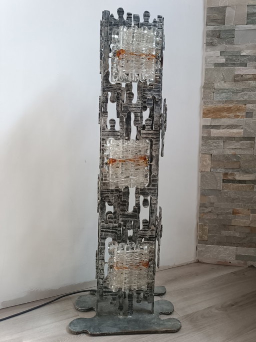 Brutalist floor lamp by Albano Poli for Poliarte 1970s