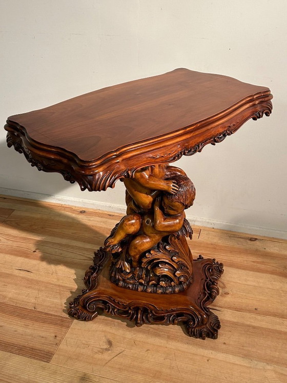 Image 1 of Vintage Barok TV tafel in hout 