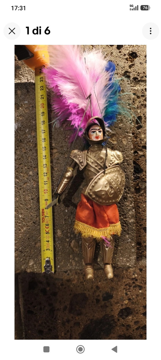 Petite marionnette sicilienne vintage de 18 cm – Objets déco, Metal, Textile (photo 3 of 6)