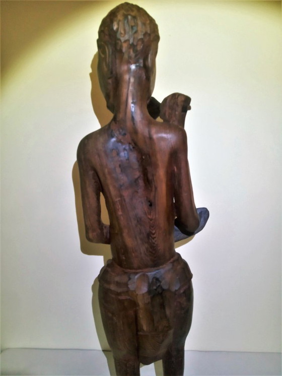 Image 1 of Statues africaines de grands et petits chasseurs/guerriers